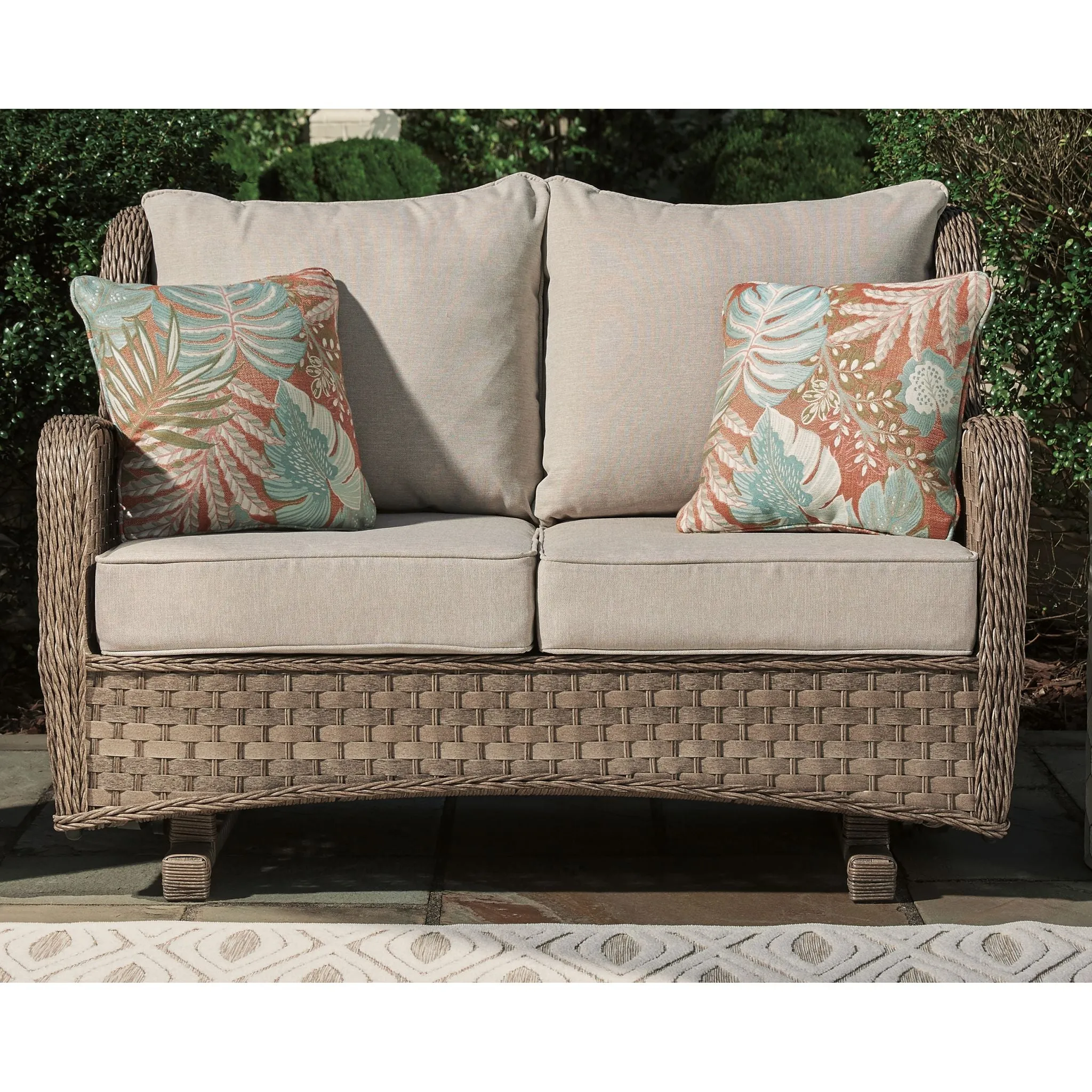 Outdoor Clear Ridge Loveseat Glider with Cushion