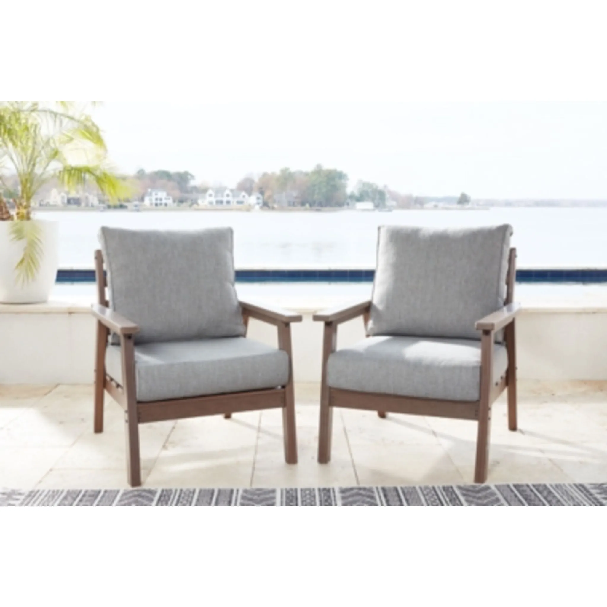 Outdoor Emmeline Lounge Chair with Cushion (set of 2)