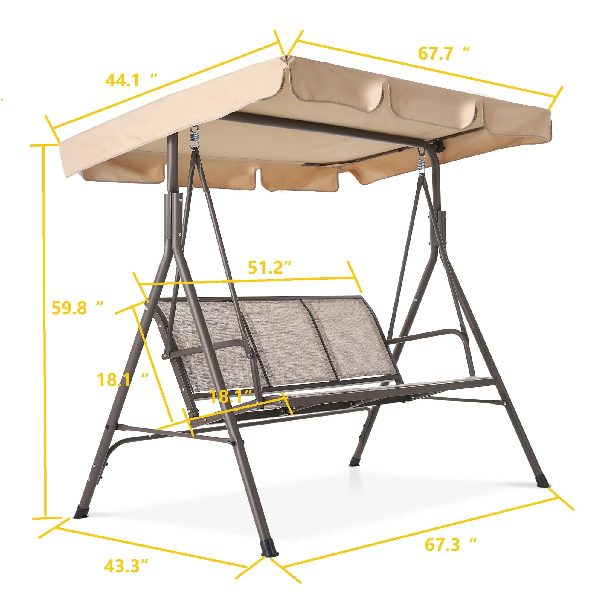 Outdoor Patio Swing for 3 Persons