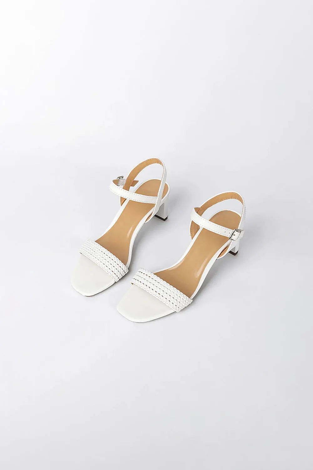 Outdoor Sandals Peep Toe Chunky Heel Fashion Shoes With Buckle Braided Strap