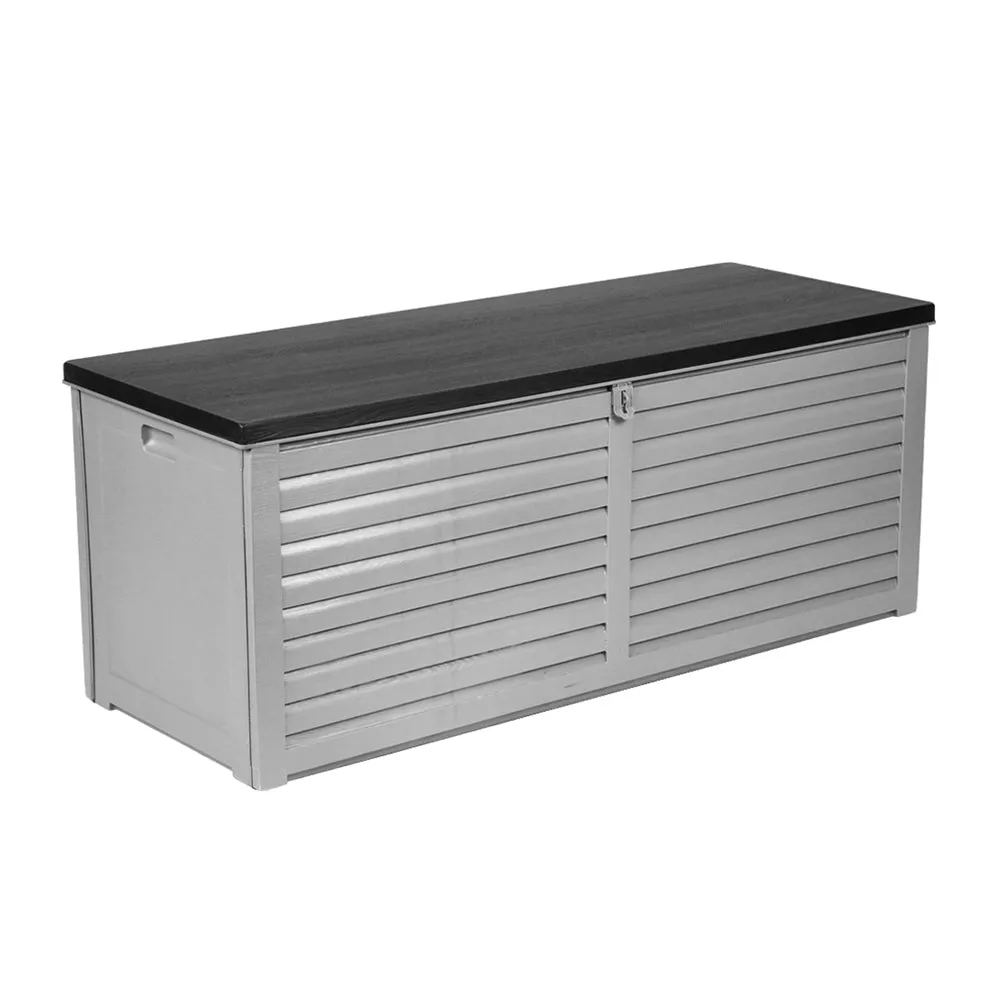 Outdoor Storage Box 390L Container Lockable Garden Bench Tools Toy Shed Black