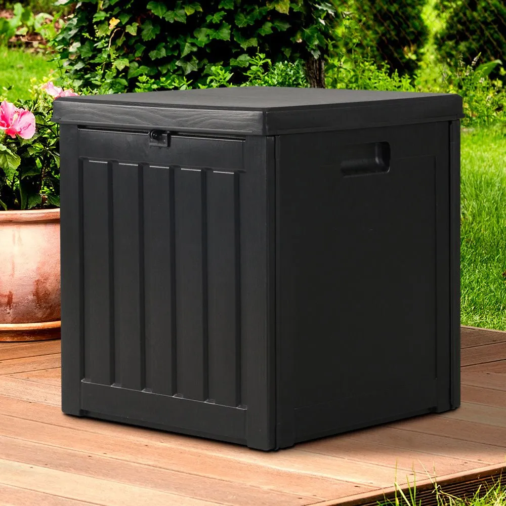 Outdoor Storage Box 80L Container Lockable Garden Toy Tool Shed Black