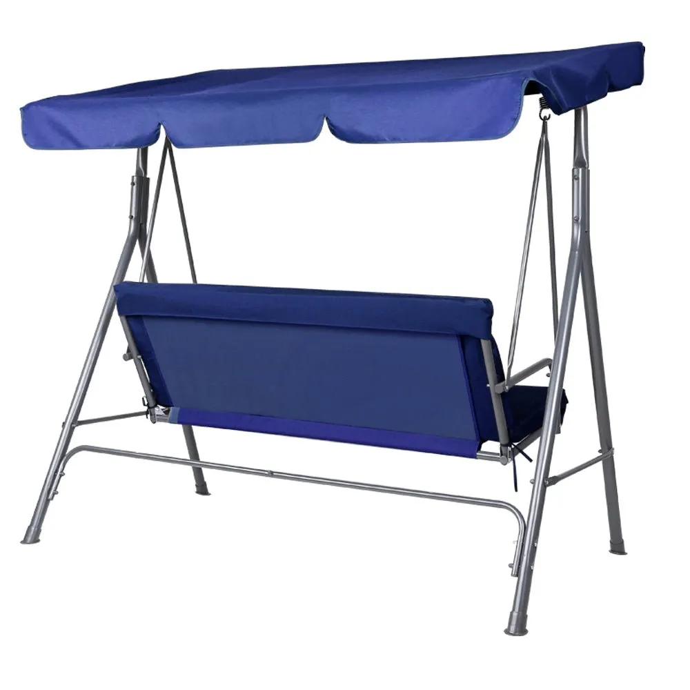 Outdoor Swing Chair Garden Bench Furniture Canopy 3 Seater Navy