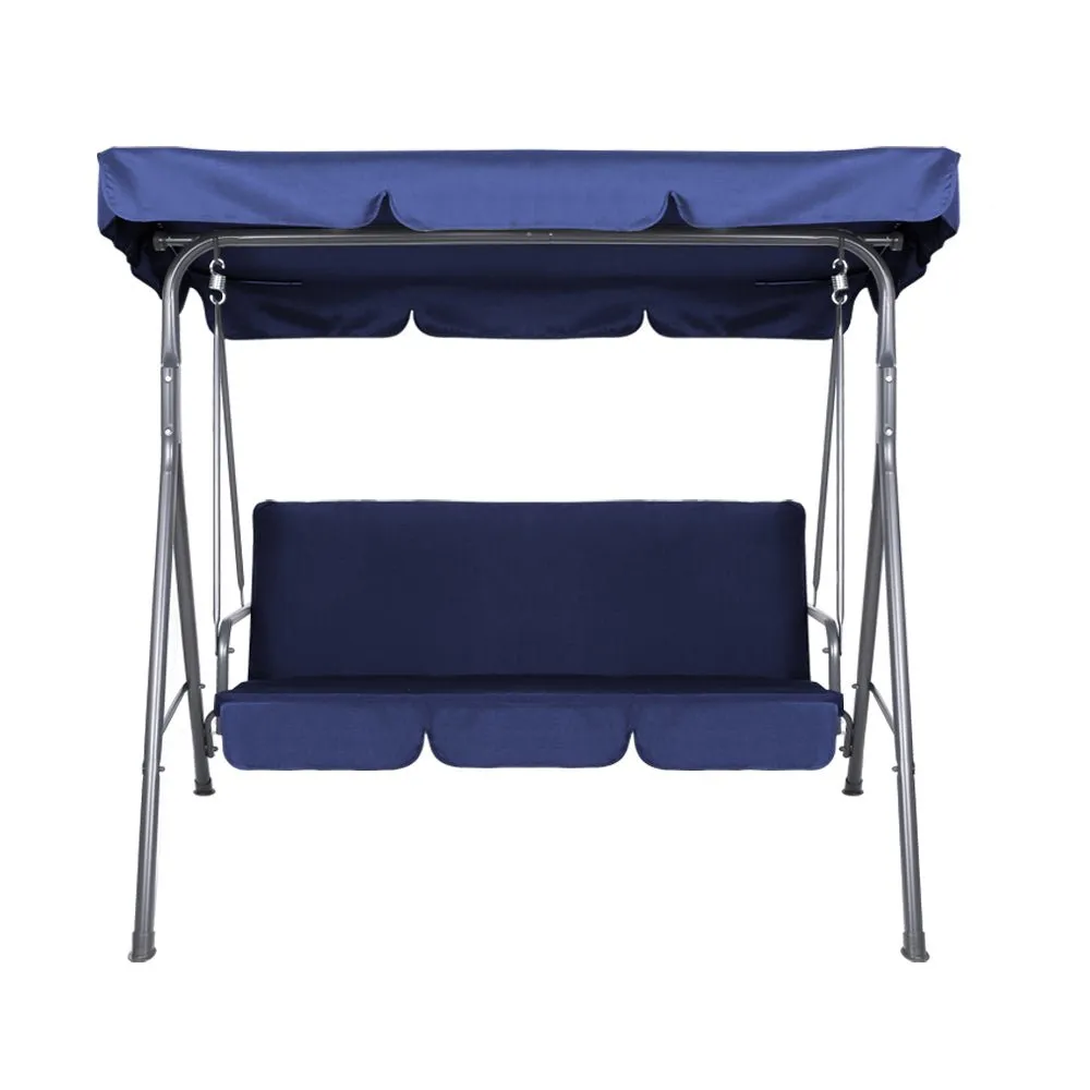 Outdoor Swing Chair Garden Bench Furniture Canopy 3 Seater Navy