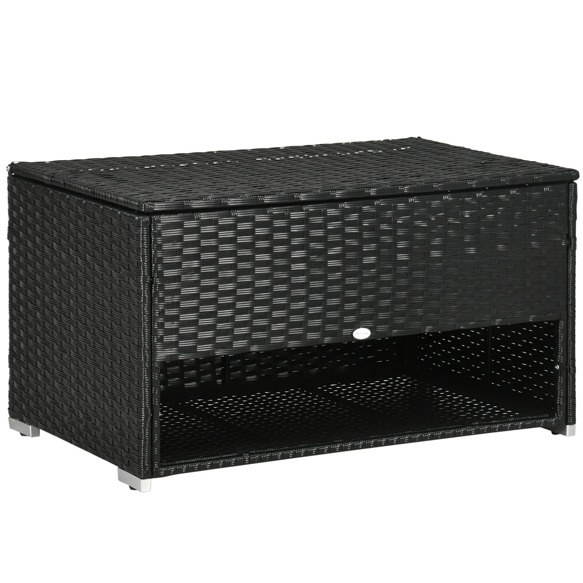 Outsunny PE Rattan Garden Storage Box for Pool w/ Shoe Layer