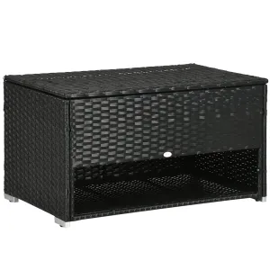 Outsunny PE Rattan Garden Storage Box for Pool w/ Shoe Layer