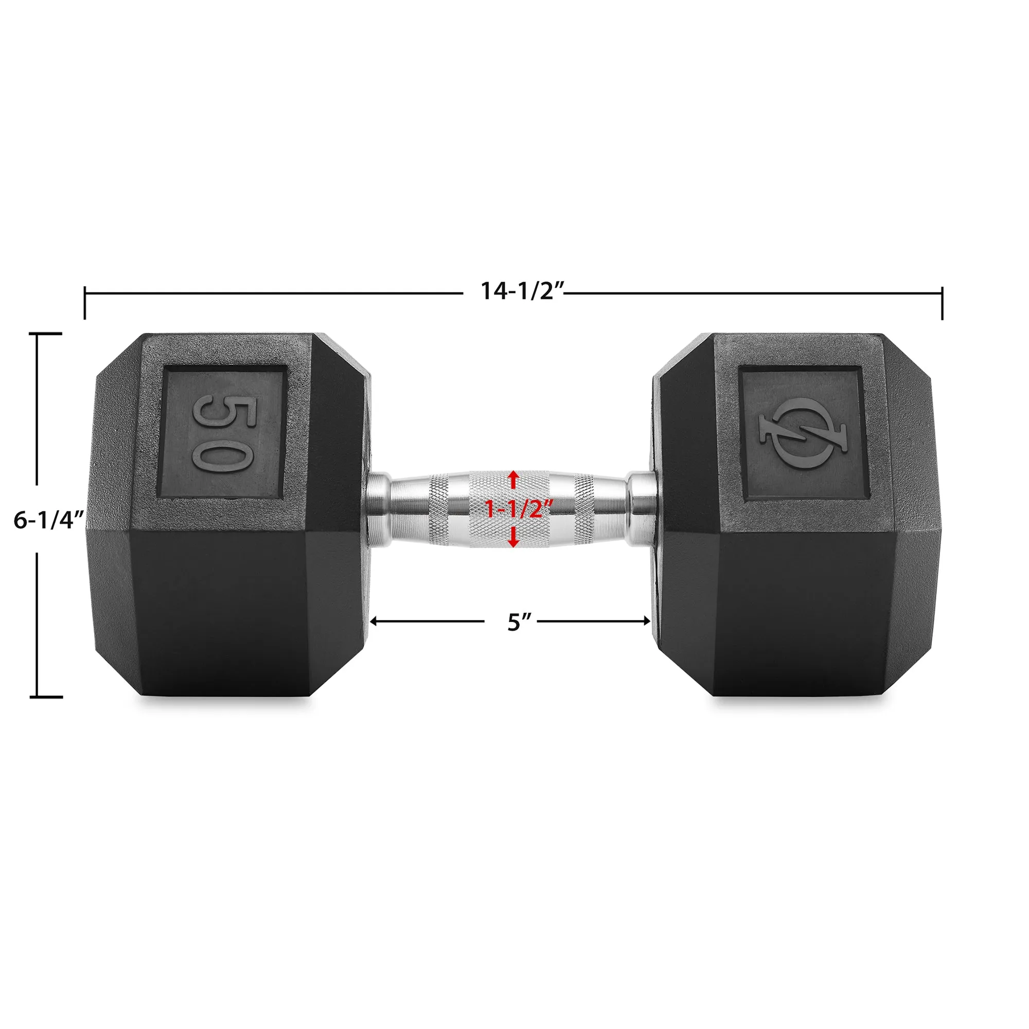 Pair of Rubber Coated Hex Dumbbell, Cast Iron Hand Weight Set, 3 lb to 50 Pound