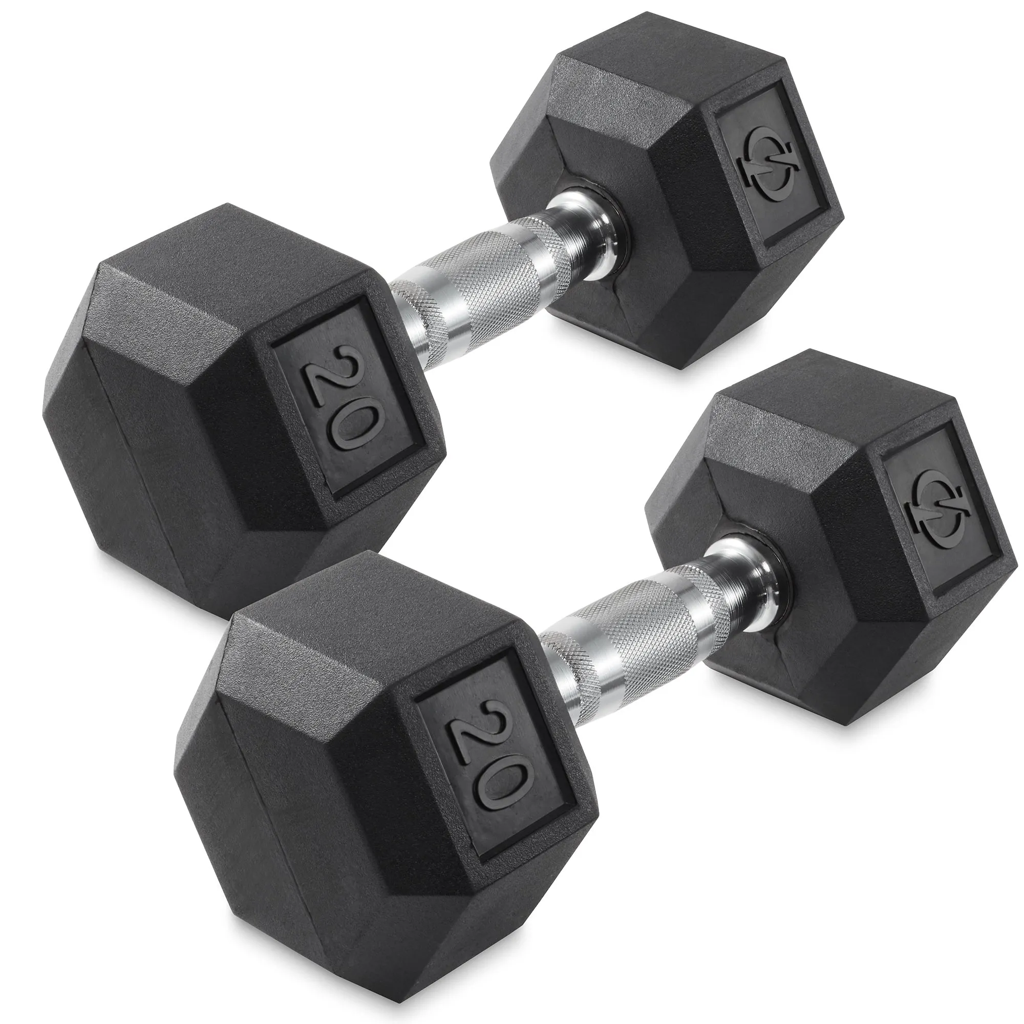 Pair of Rubber Coated Hex Dumbbell, Cast Iron Hand Weight Set, 3 lb to 50 Pound