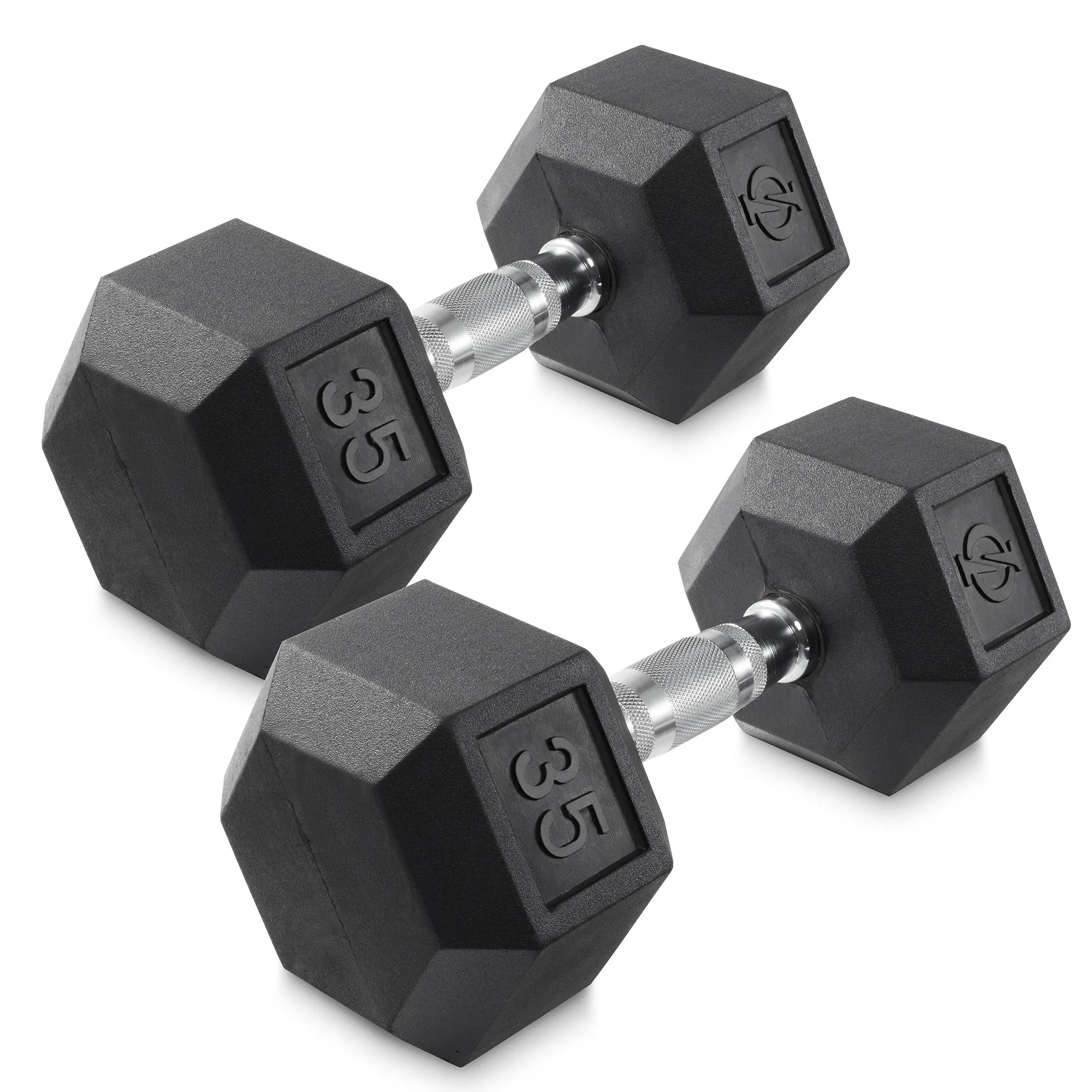 Pair of Rubber Coated Hex Dumbbell, Cast Iron Hand Weight Set, 3 lb to 50 Pound