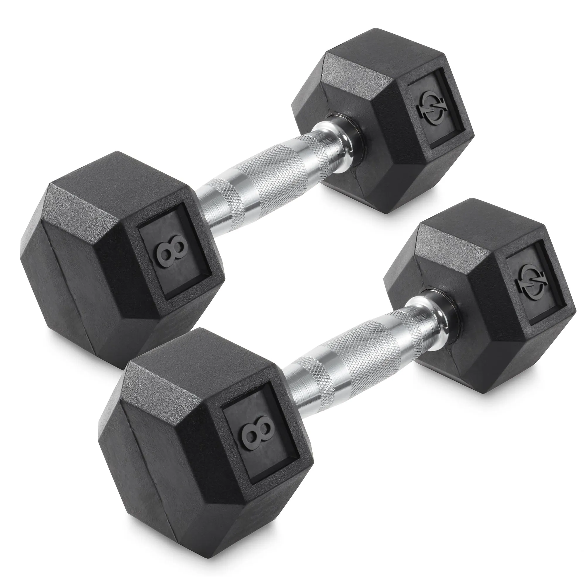 Pair of Rubber Coated Hex Dumbbell, Cast Iron Hand Weight Set, 3 lb to 50 Pound