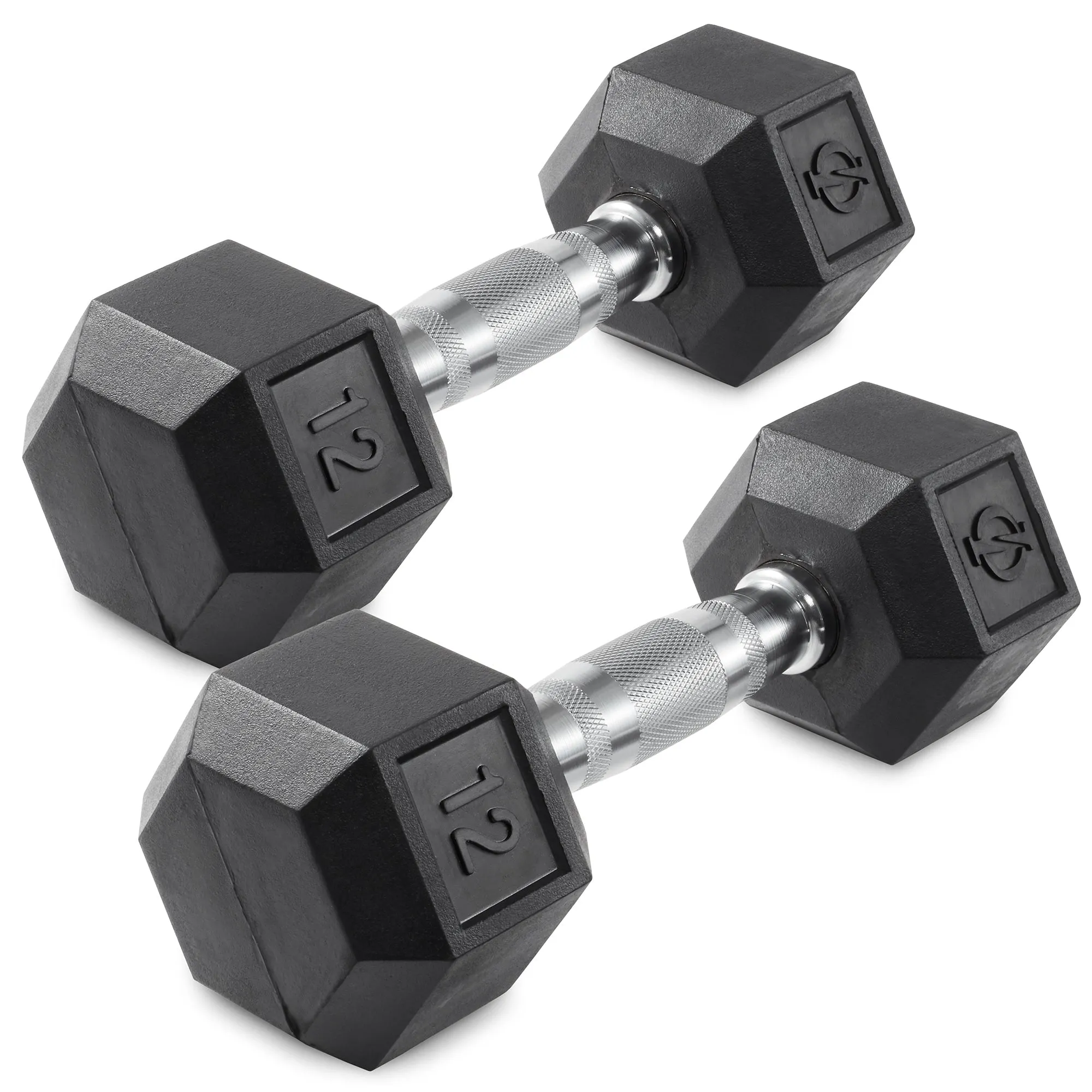 Pair of Rubber Coated Hex Dumbbell, Cast Iron Hand Weight Set, 3 lb to 50 Pound