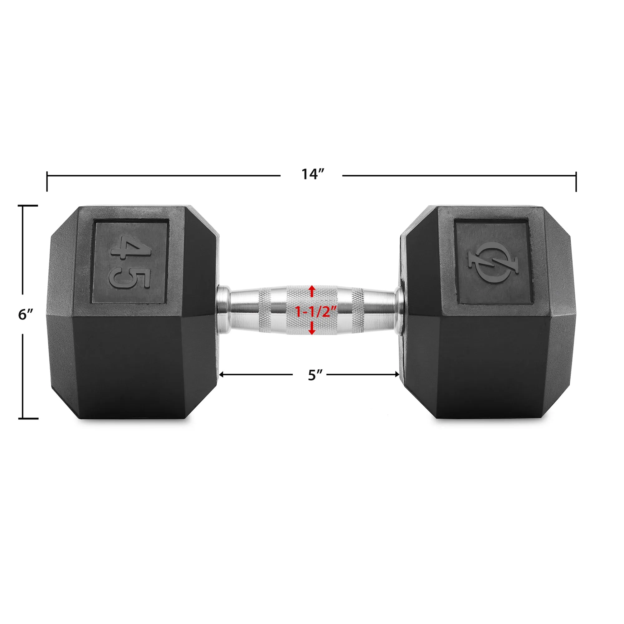 Pair of Rubber Coated Hex Dumbbell, Cast Iron Hand Weight Set, 3 lb to 50 Pound