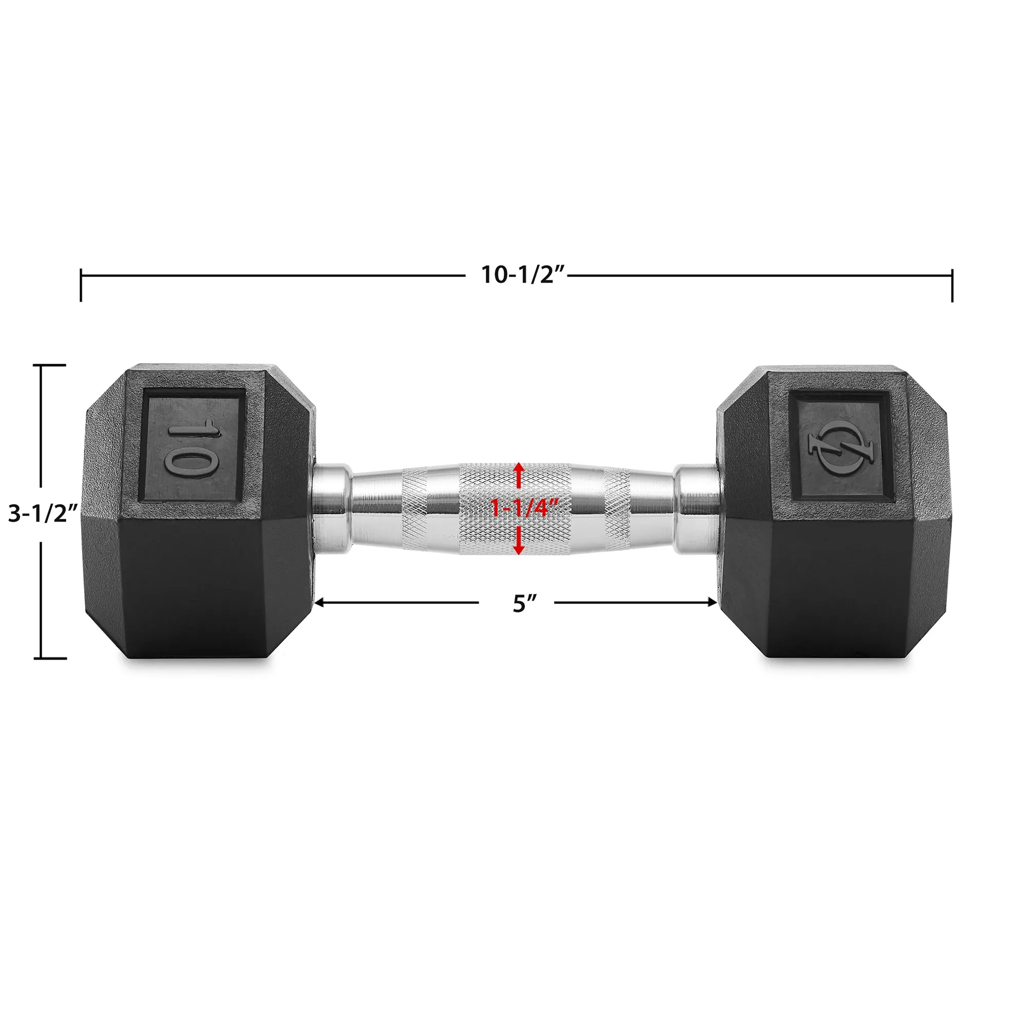 Pair of Rubber Coated Hex Dumbbell, Cast Iron Hand Weight Set, 3 lb to 50 Pound