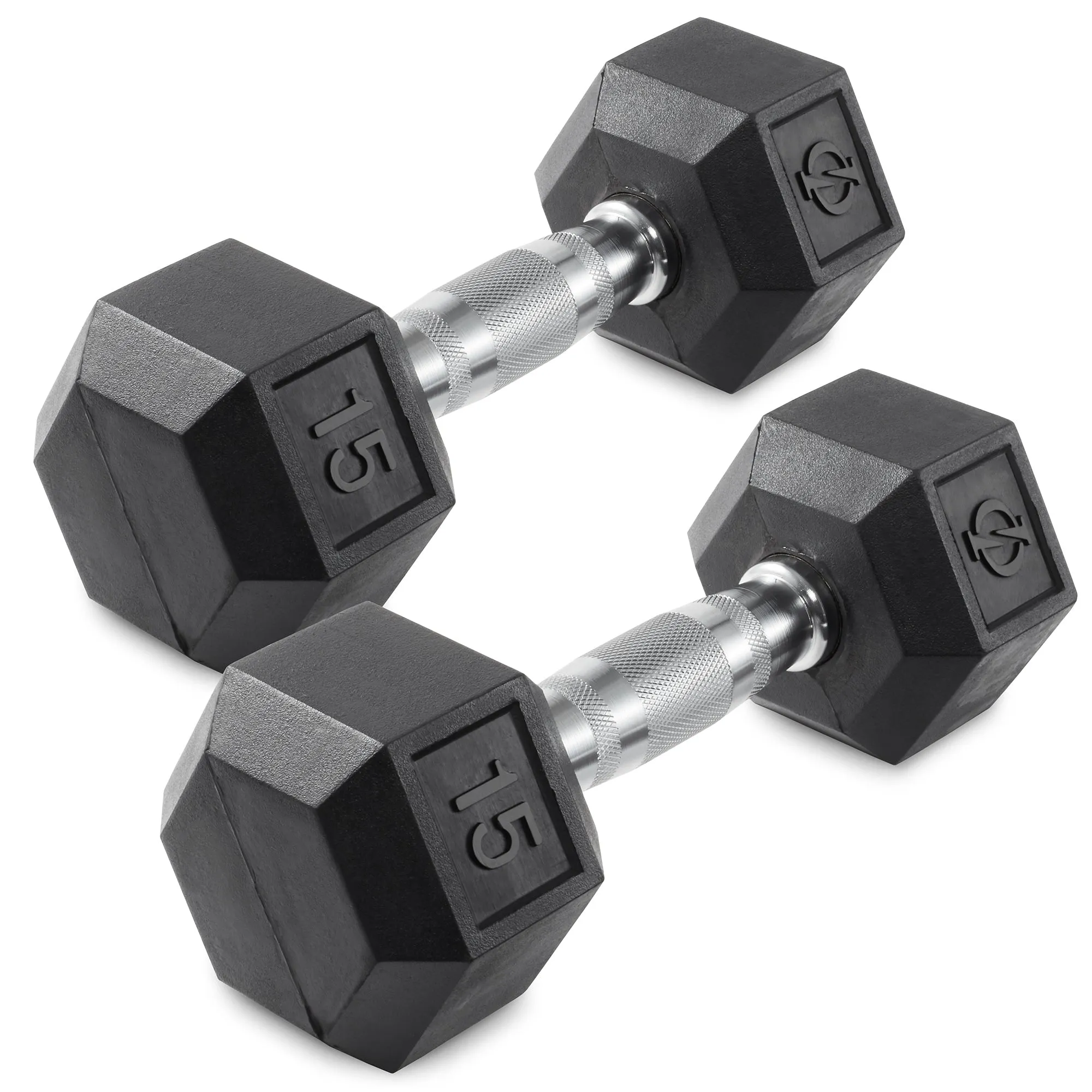 Pair of Rubber Coated Hex Dumbbell, Cast Iron Hand Weight Set, 3 lb to 50 Pound