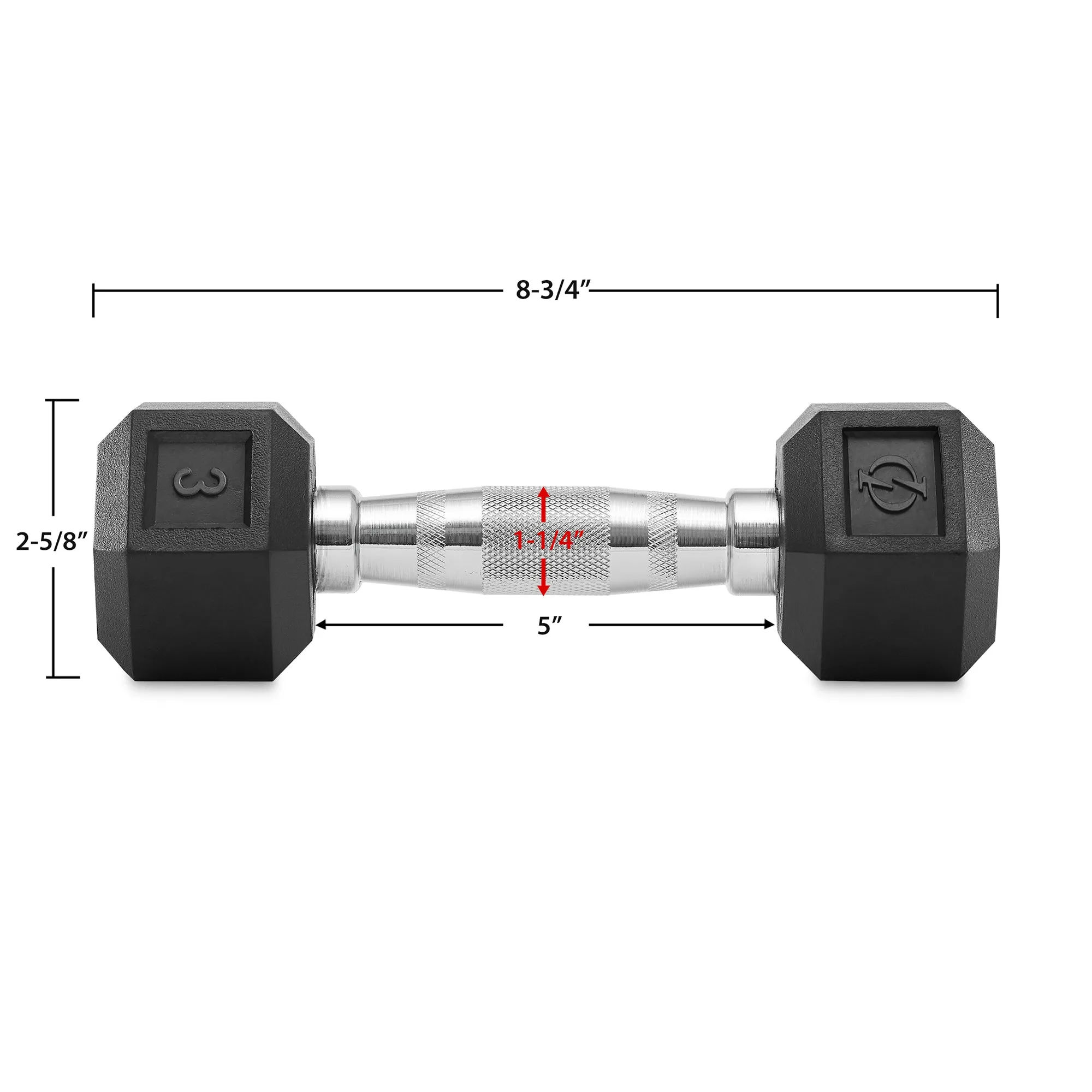 Pair of Rubber Coated Hex Dumbbell, Cast Iron Hand Weight Set, 3 lb to 50 Pound