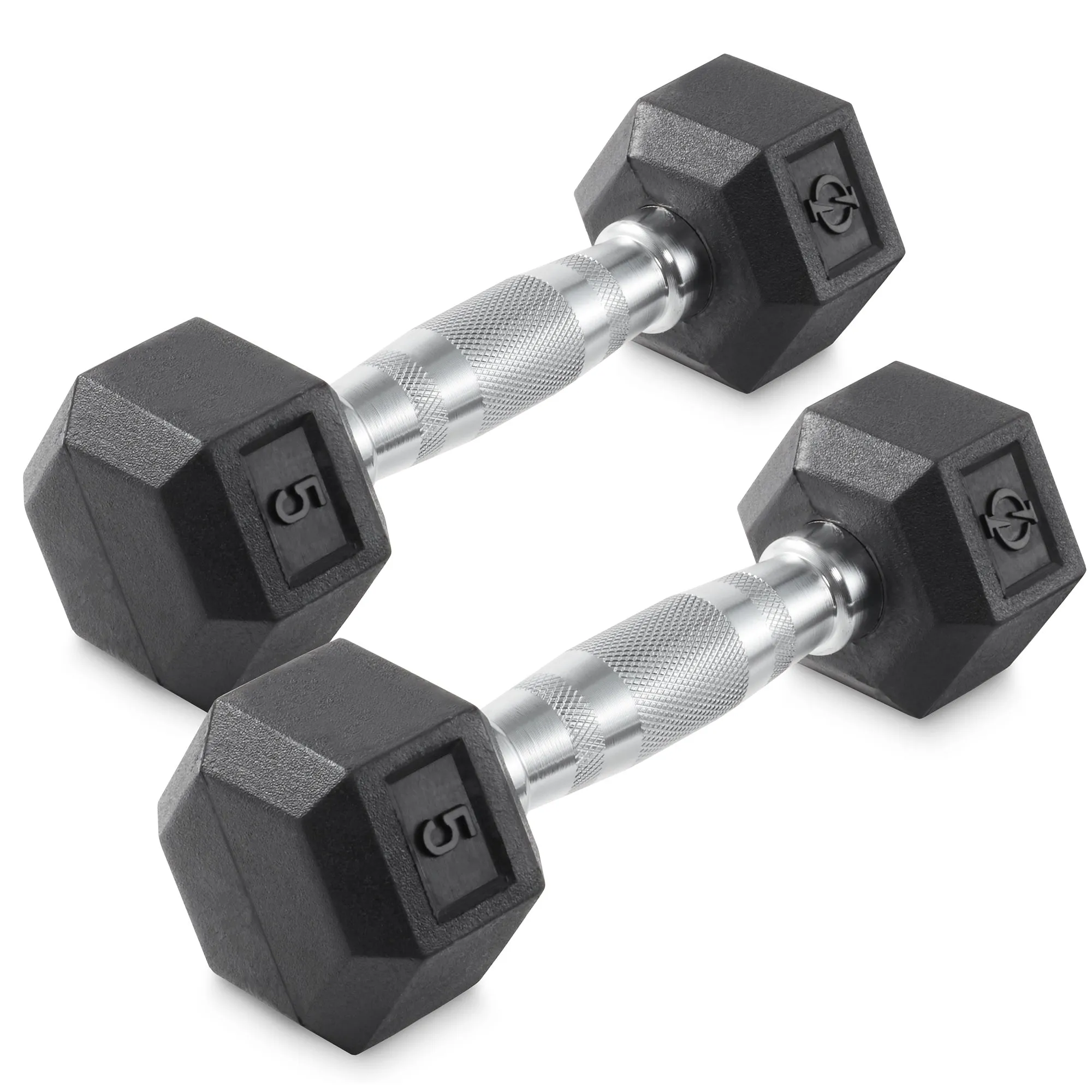 Pair of Rubber Coated Hex Dumbbell, Cast Iron Hand Weight Set, 3 lb to 50 Pound