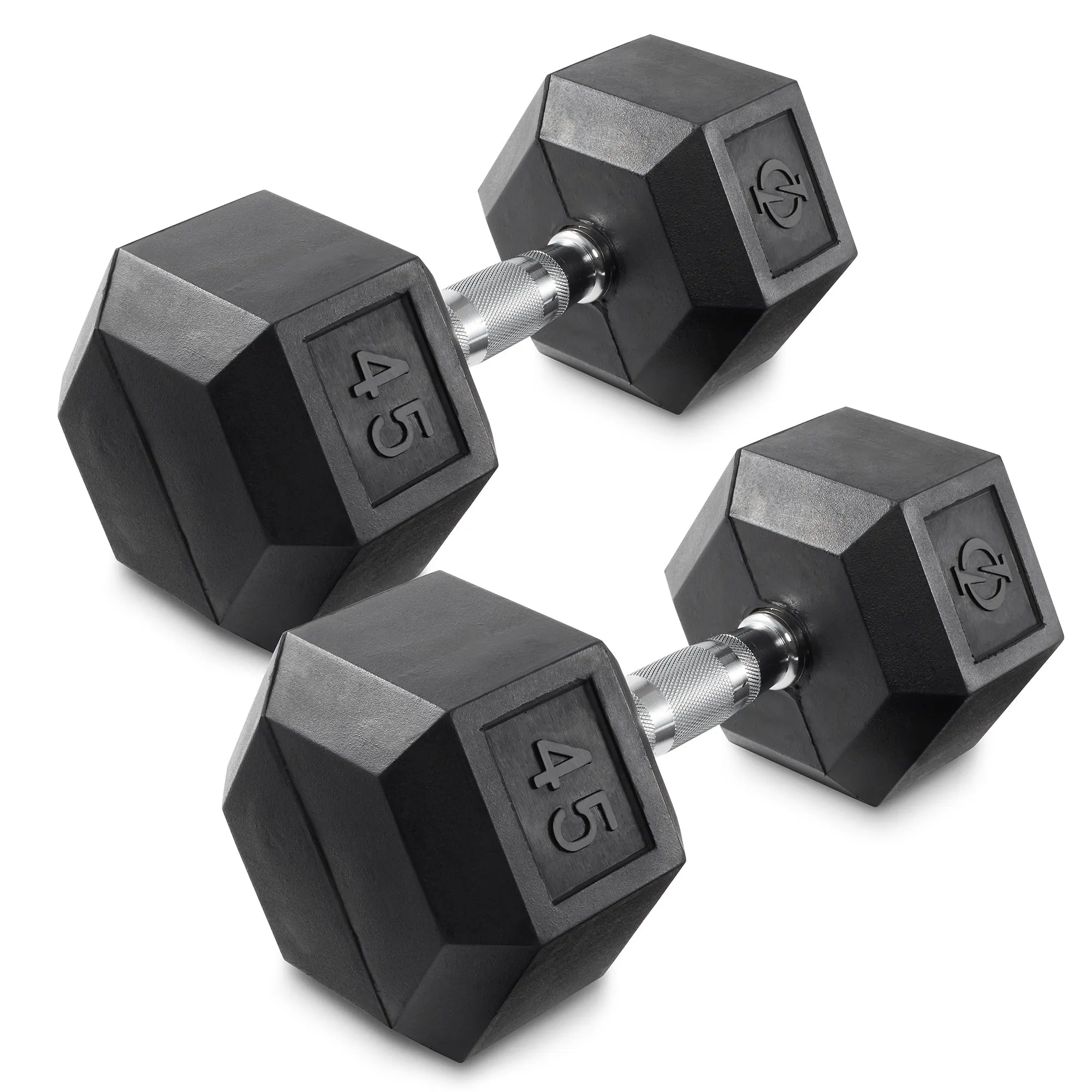 Pair of Rubber Coated Hex Dumbbell, Cast Iron Hand Weight Set, 3 lb to 50 Pound