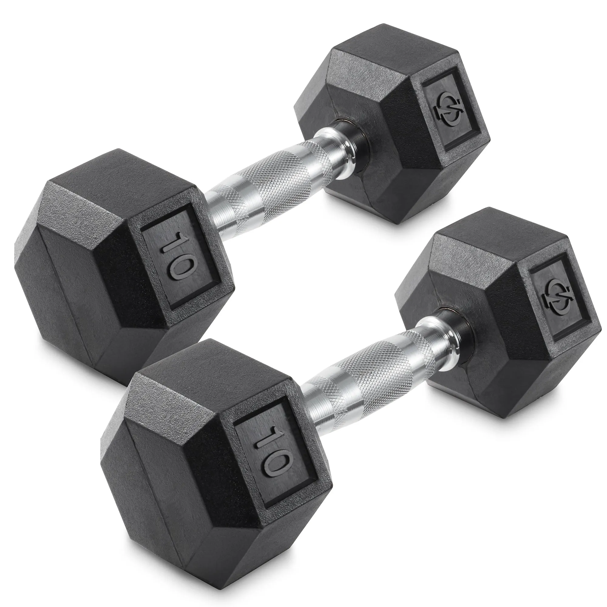 Pair of Rubber Coated Hex Dumbbell, Cast Iron Hand Weight Set, 3 lb to 50 Pound