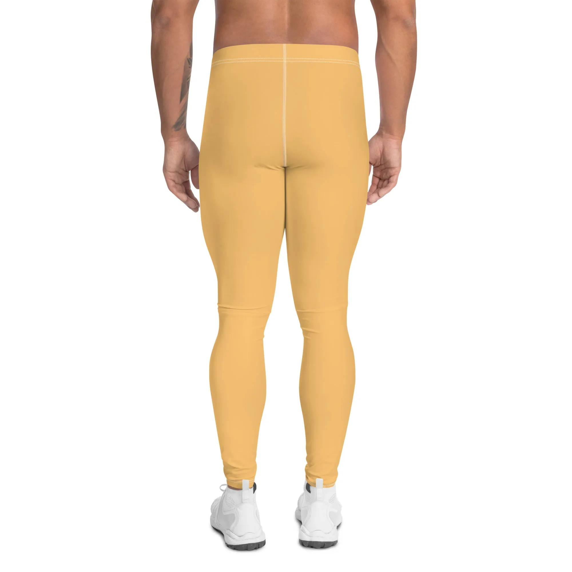 Pale Orange Color Meggings, Solid Orange Color Premium Designer Men's Tight Pants - Made in USA/EU/MX