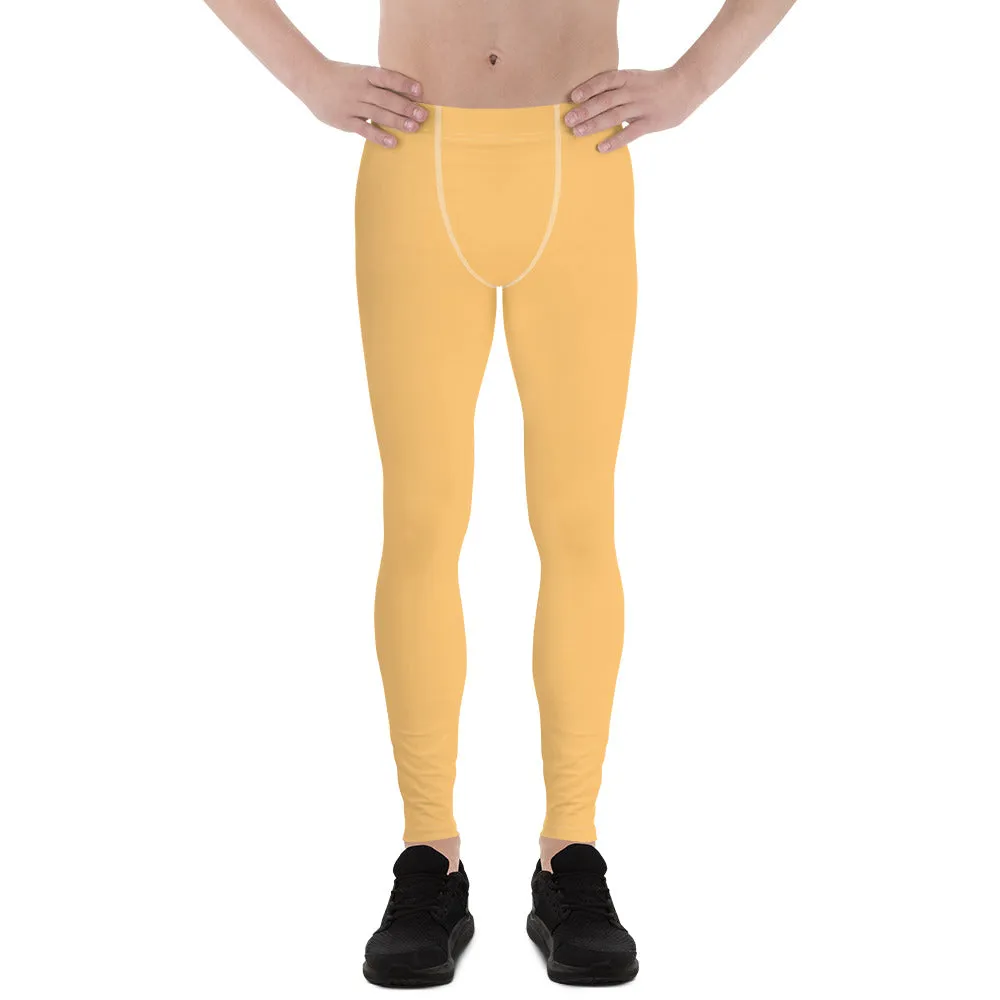 Pale Orange Color Meggings, Solid Orange Color Premium Designer Men's Tight Pants - Made in USA/EU/MX