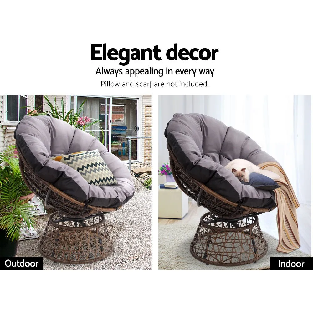 Papasan Chair and Side Table - Brown