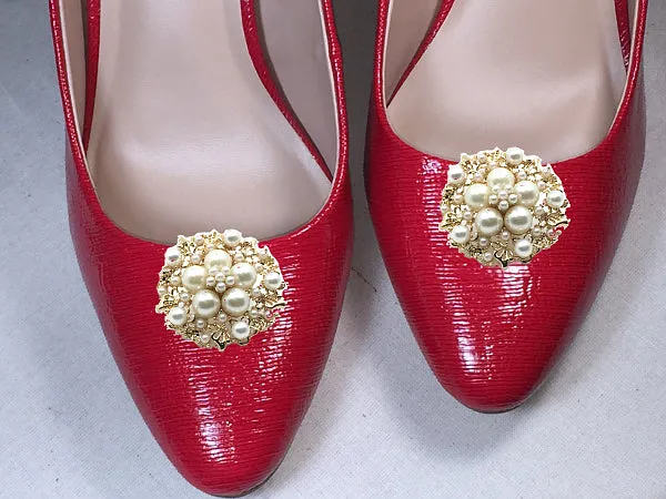 Pearl Gold Round Shoe Clip