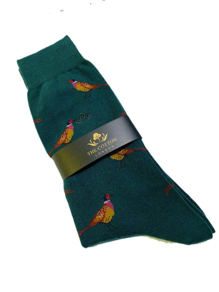 Pheasant Motif Soft Cotton Socks – Conifer