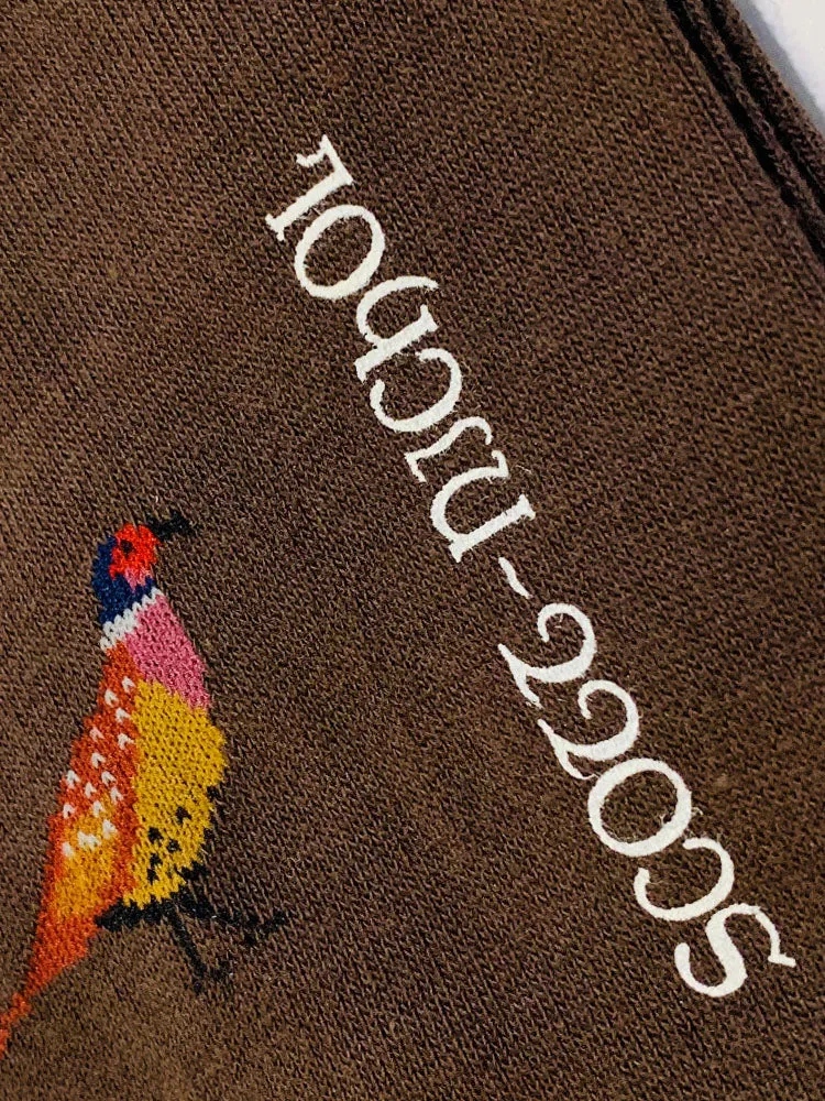 Pheasant Motif Soft Cotton Socks – Mocha