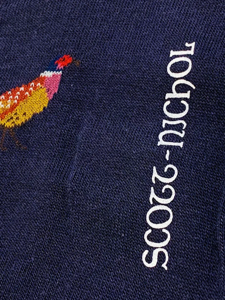 Pheasant Motif Soft Cotton Socks – Navy