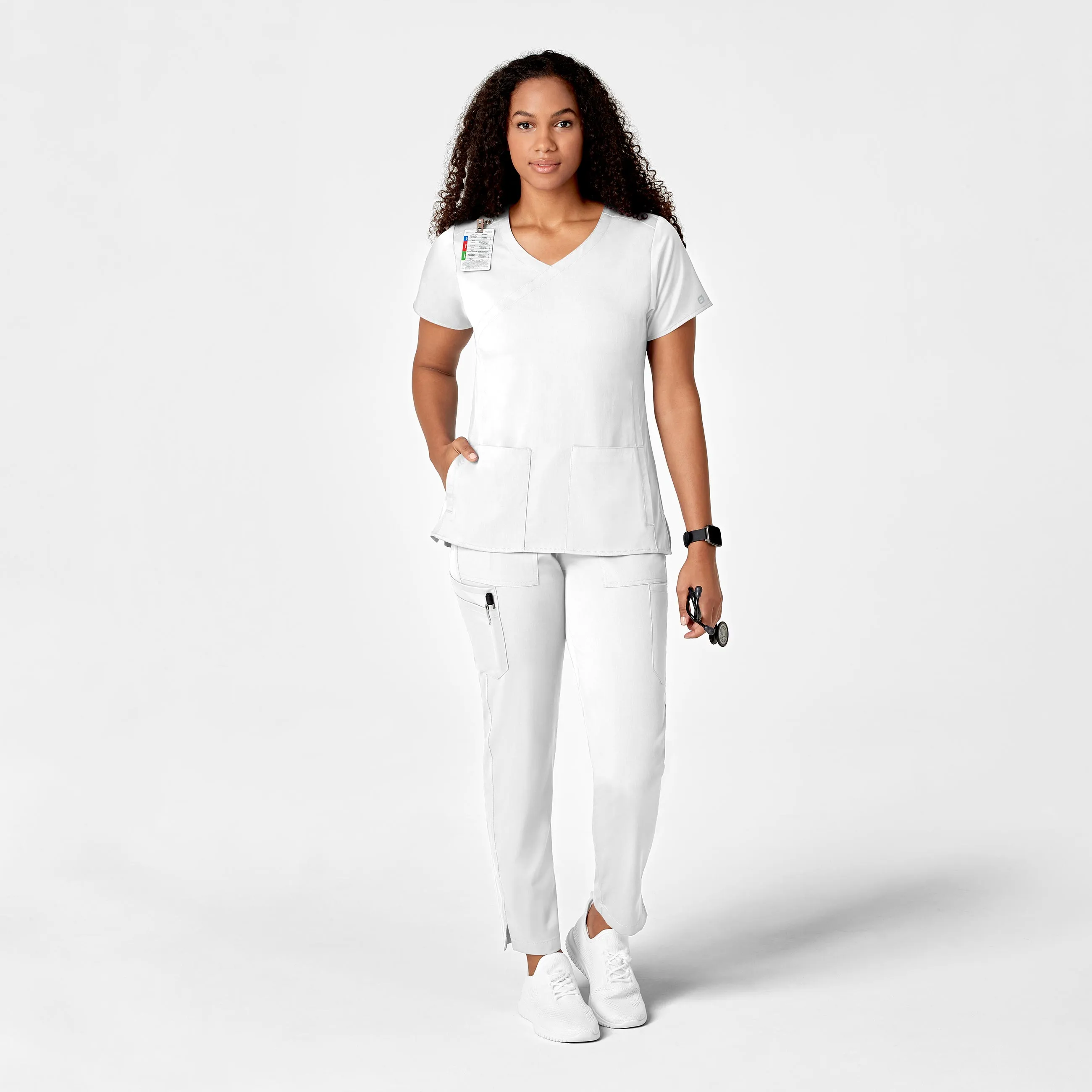 PRO Women's Slim Leg Cargo Scrub Pant - White