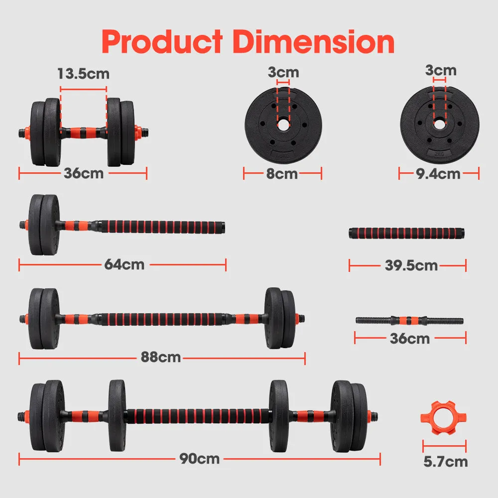 ProPulse 15KG Adjustable Dumbbell Barbell Set Home Gym Weights Exercise