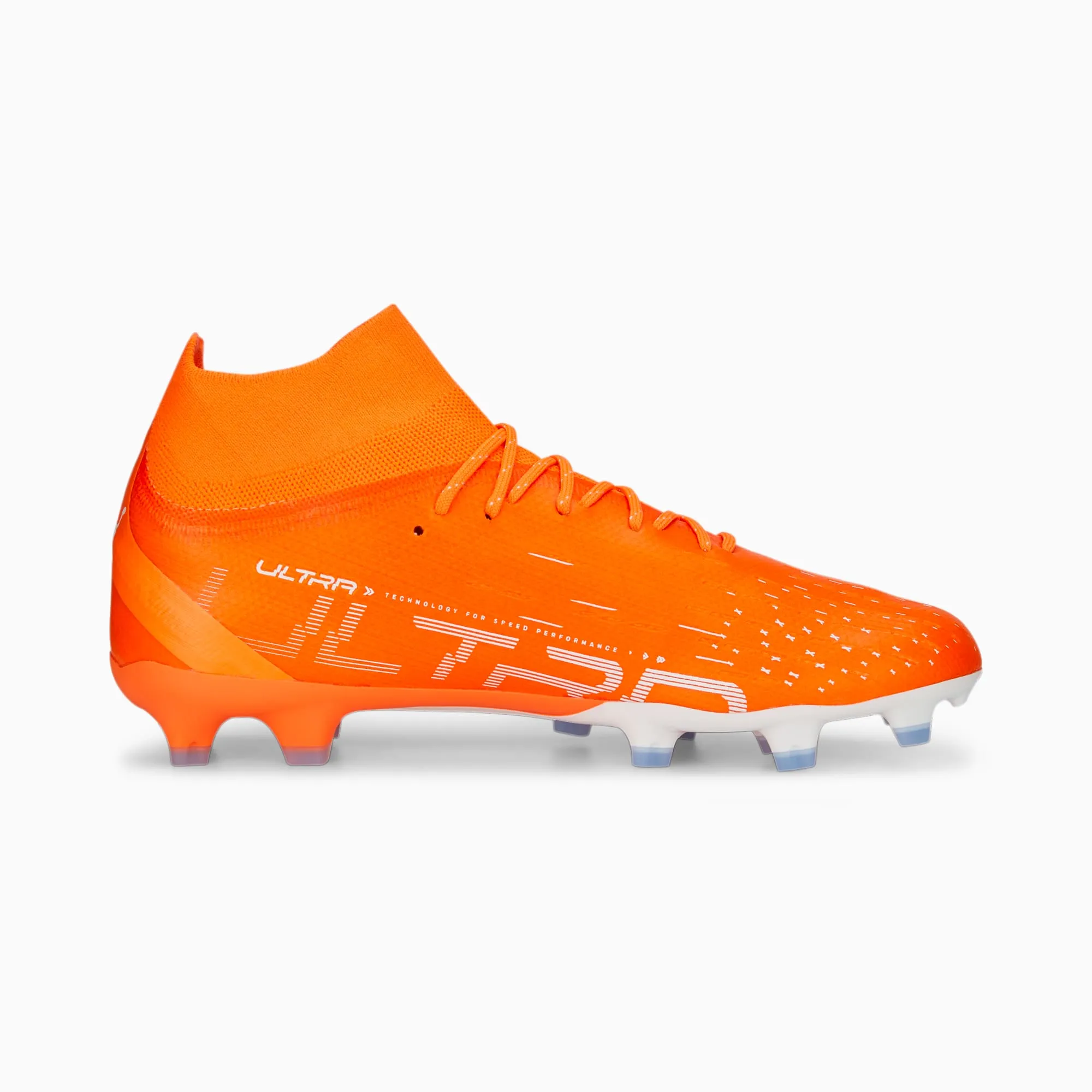 Puma Ultra Pro FG/AG Soccer Cleats 107240 01  ULTRA ORANGE-PUMA WHITE-BLUE GLIMMER