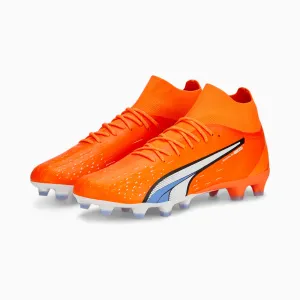 Puma Ultra Pro FG/AG Soccer Cleats 107240 01  ULTRA ORANGE-PUMA WHITE-BLUE GLIMMER