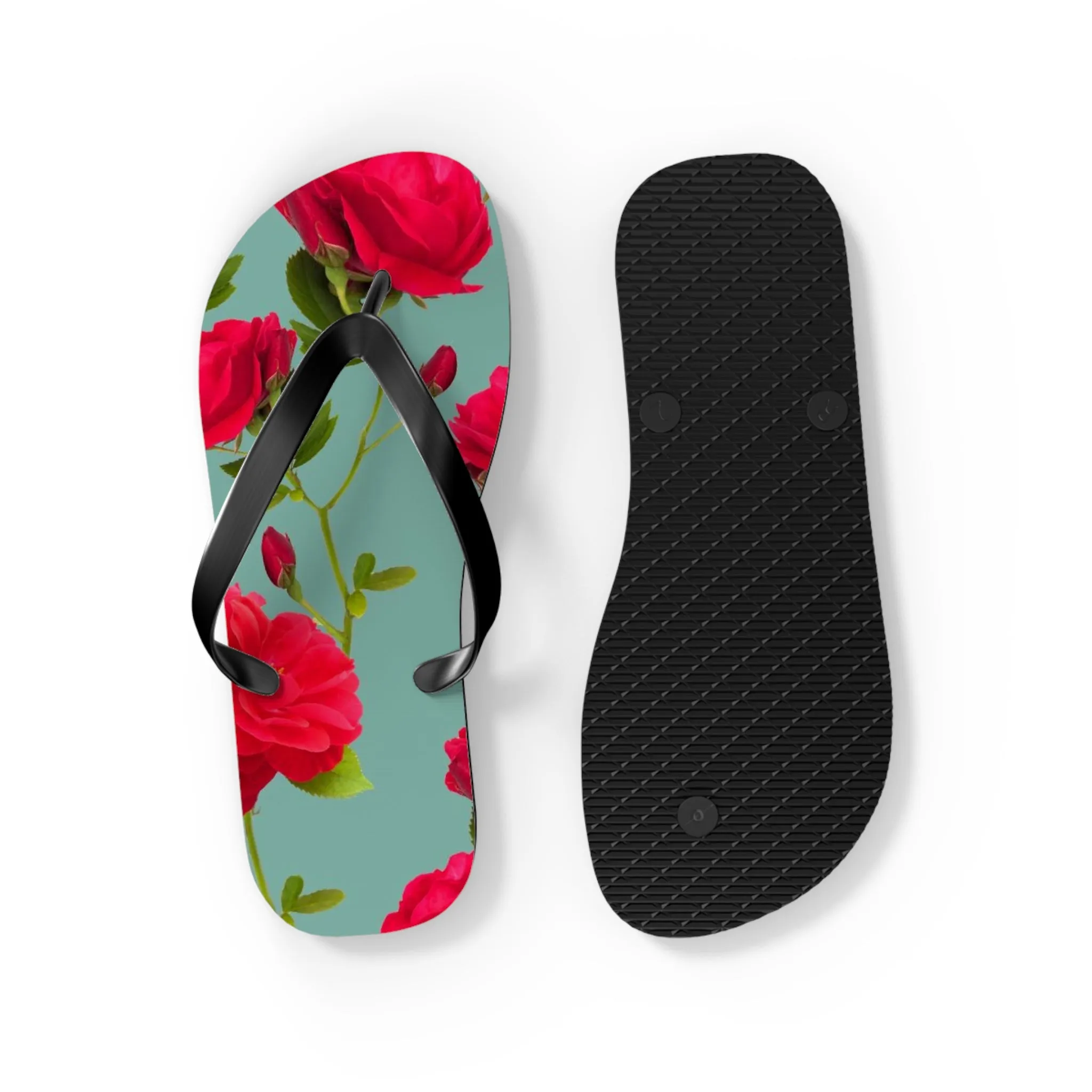 Red Flowers and blue - Inovax Flip Flops