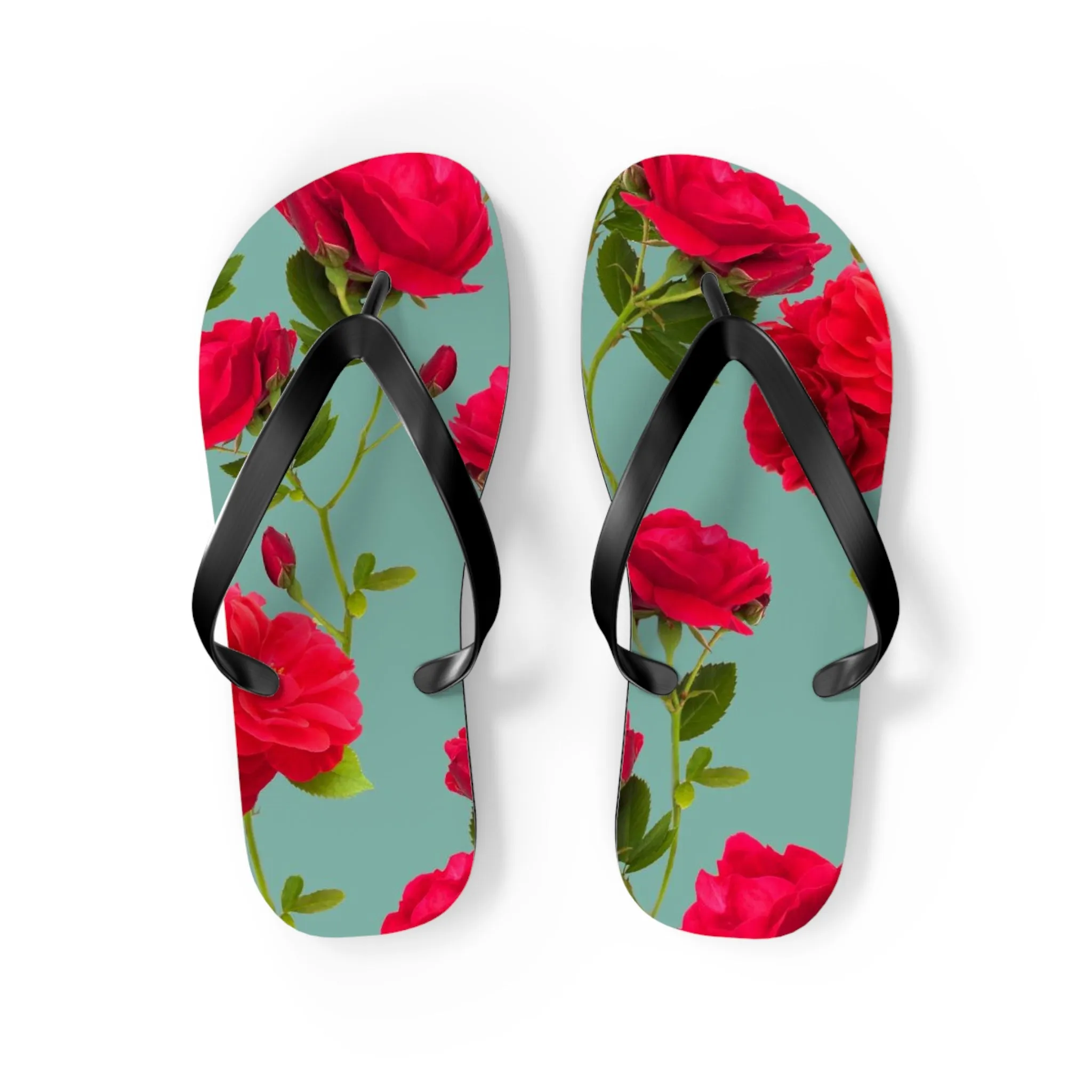 Red Flowers and blue - Inovax Flip Flops