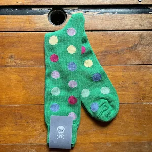 Regent - Cotton Socks - Multicolour Spots - Pea Green