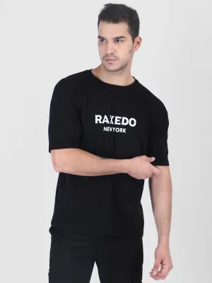 round neck black tshirt for men