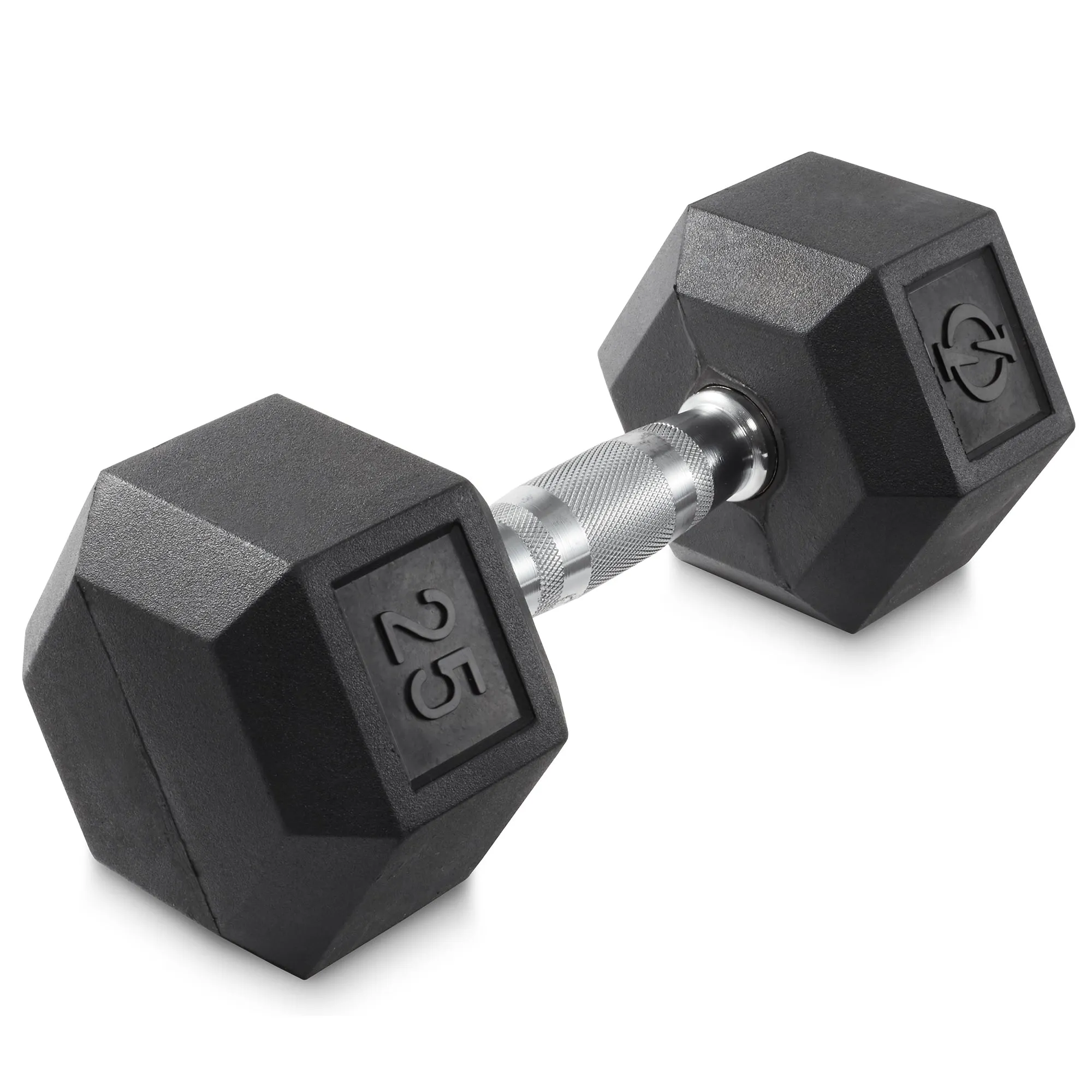 Rubber Coated Hex Dumbbell, Cast Iron Hand Weights, 25 lb to 50 Pound