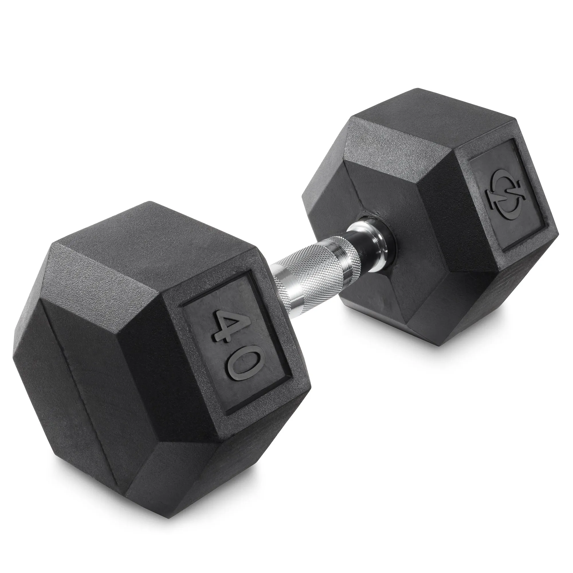 Rubber Coated Hex Dumbbell, Cast Iron Hand Weights, 25 lb to 50 Pound