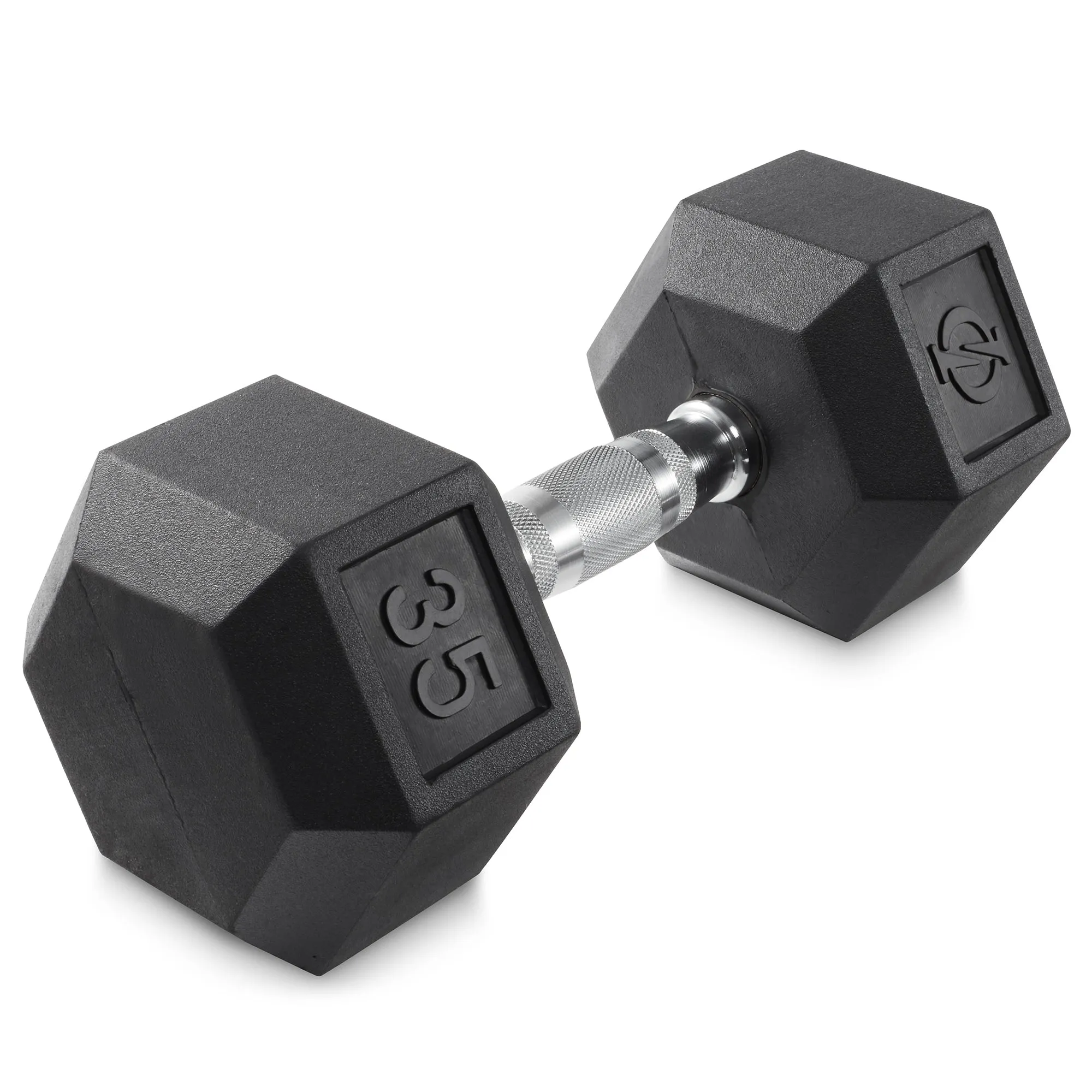 Rubber Coated Hex Dumbbell, Cast Iron Hand Weights, 25 lb to 50 Pound