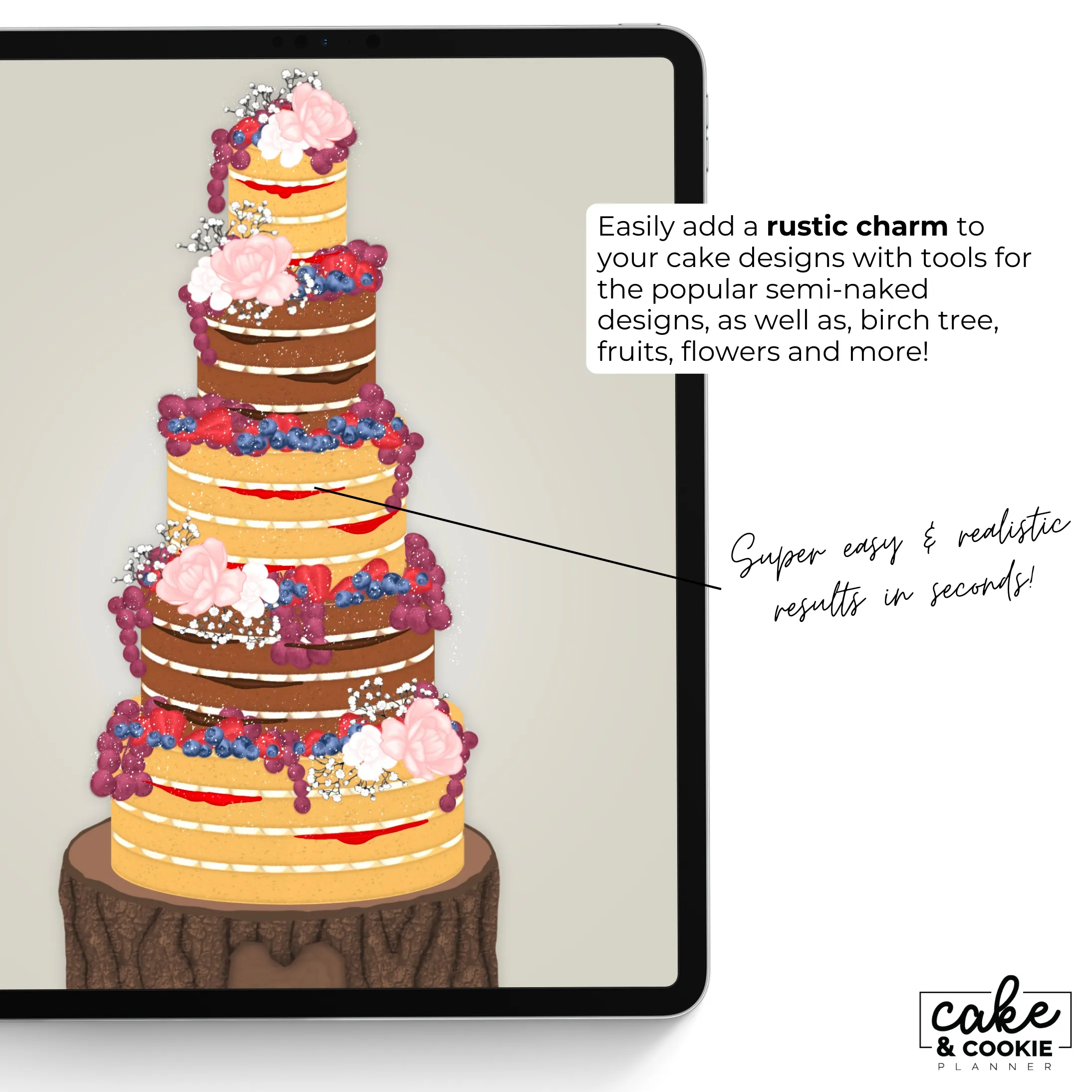 Rustic Cake Procreate Stamps Pack - Digital Cake Sketching