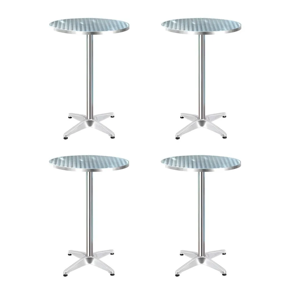 Set of 4 Outdoor Bar Table Aluminium Round 70/110CM