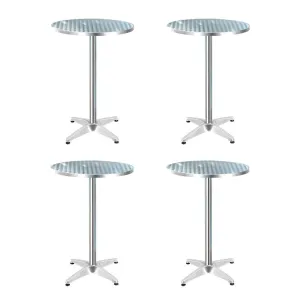 Set of 4 Outdoor Bar Table Aluminium Round 70/110CM