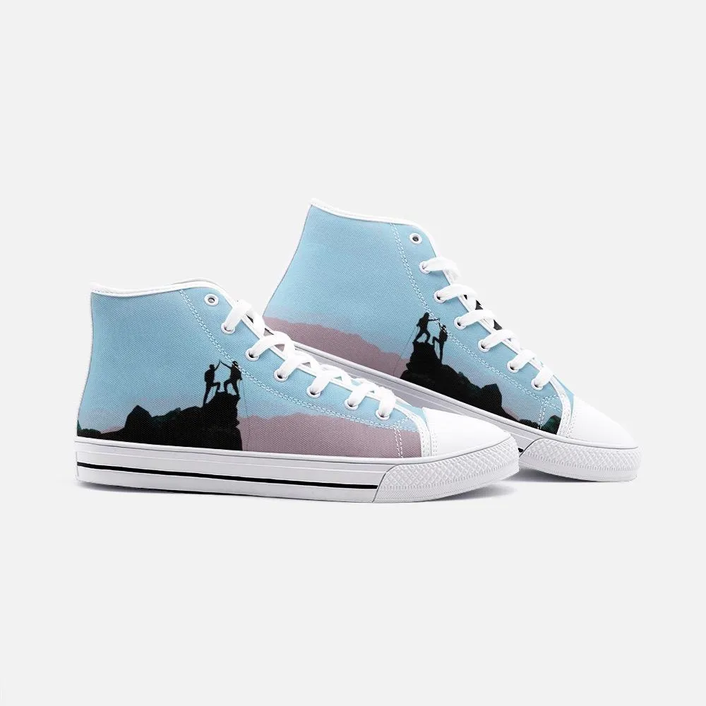 Sick Sends Unisex High Top Canvas Shoes (Blue/Grey)