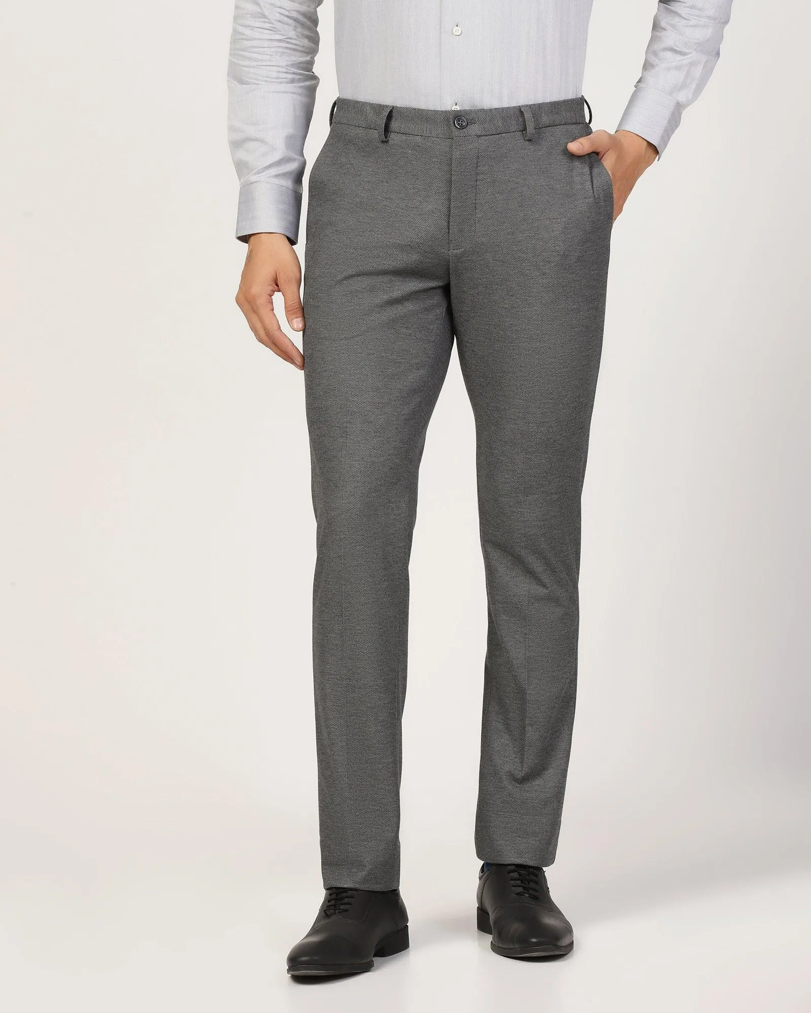 Slim Comfort B-95 Formal Dark Grey Textured Trouser - Pulse