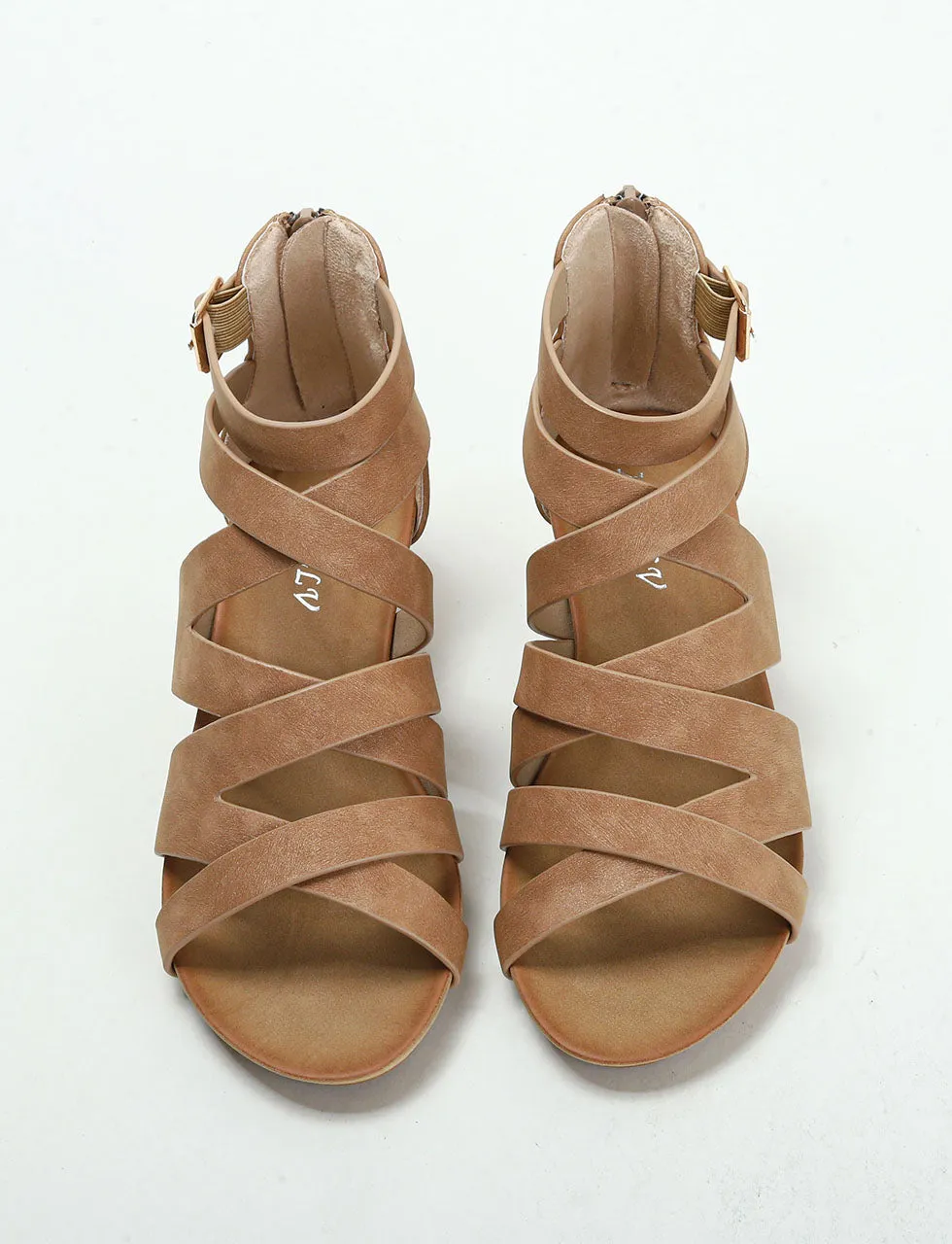 Solid Color Cross Strap Close Back Flip Flops Boho Gladiator Sandals for Women