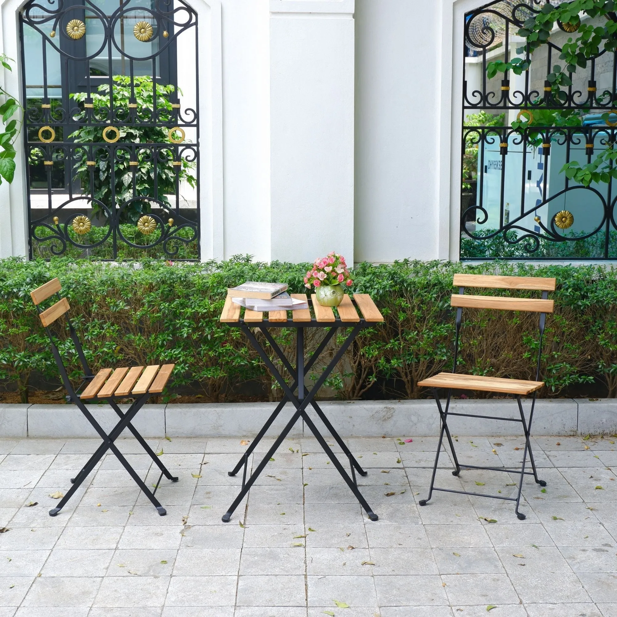 Solid Teak Wood Patio Bistro 3 Piece Set