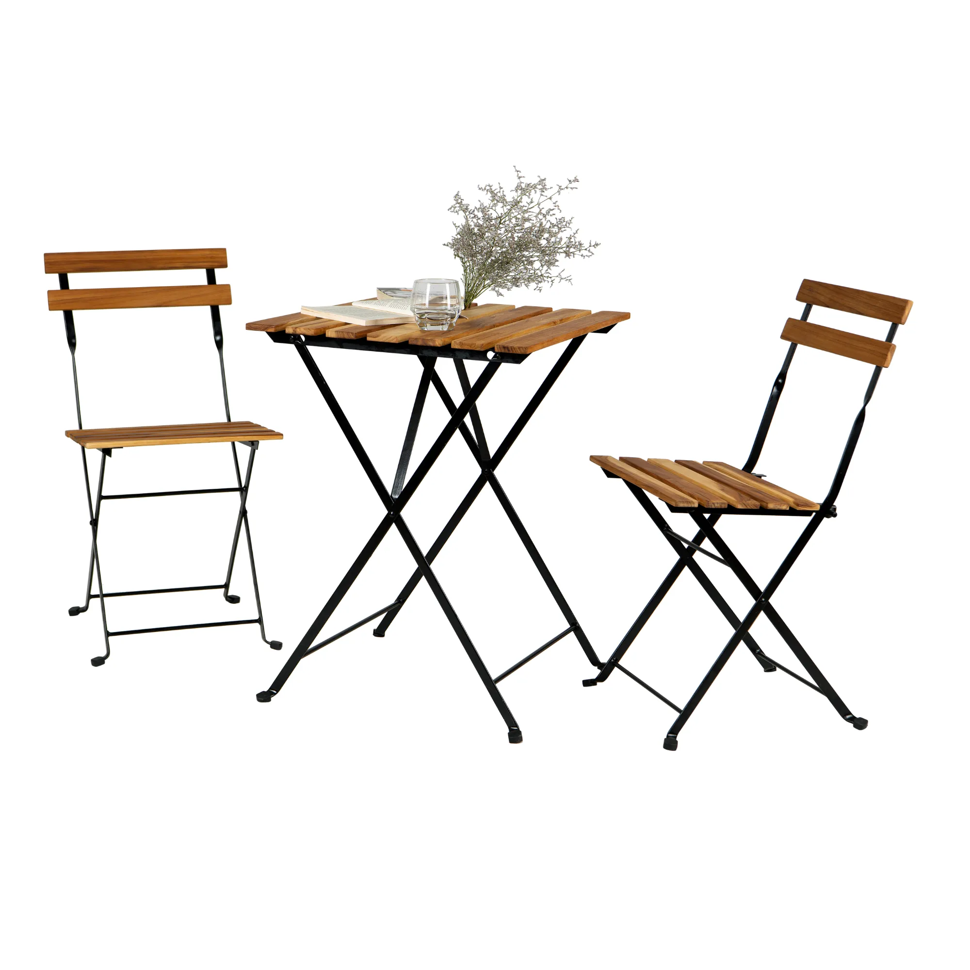 Solid Teak Wood Patio Bistro 3 Piece Set