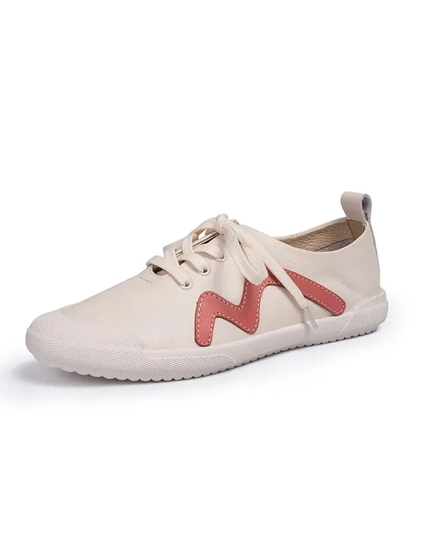 Spring Autumn Women Leather Sneaker White