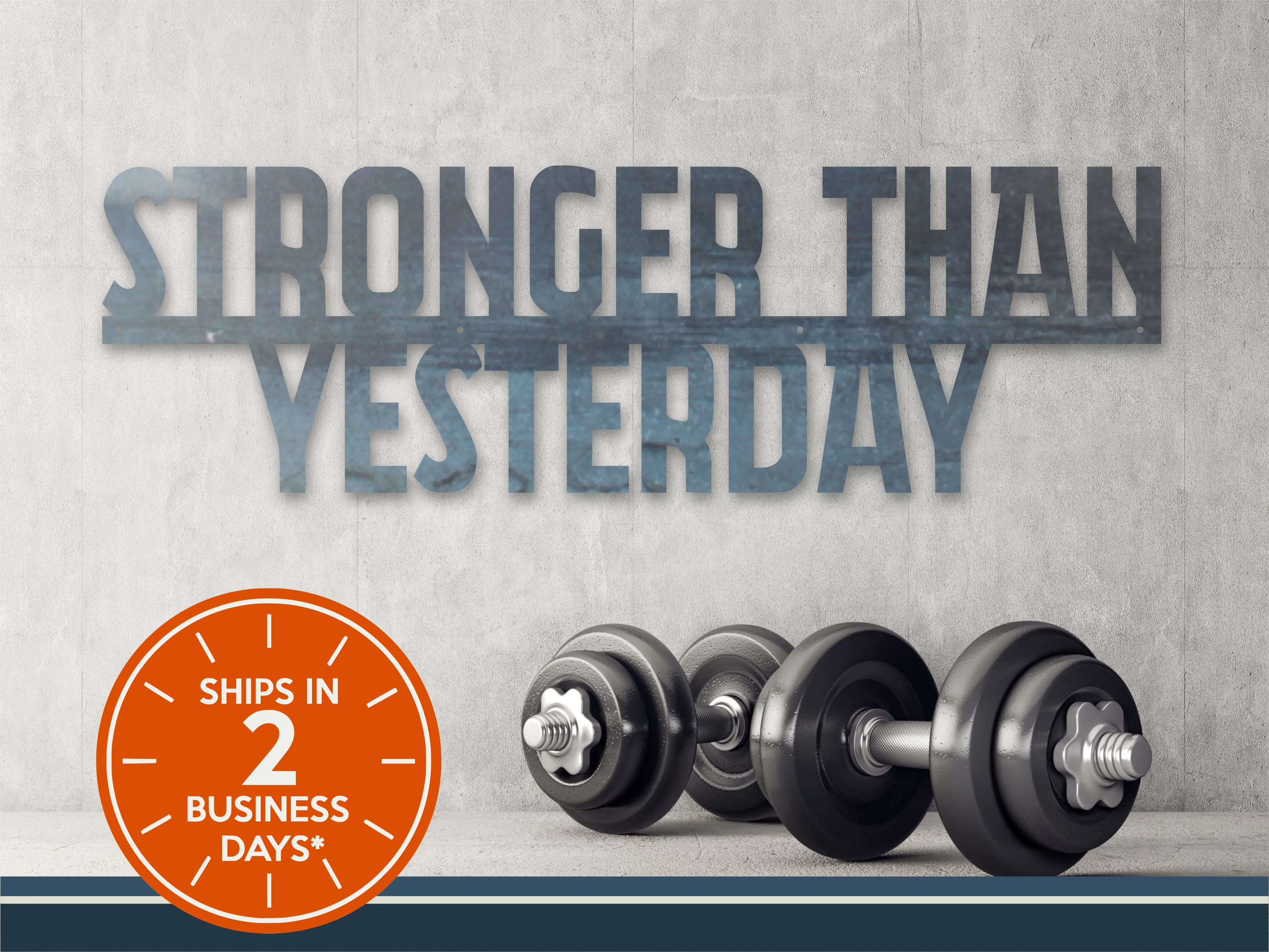 Stronger Than Yesterday - Motivational Metal Quote Sign - Workout Inspiration - Home Gym Decor - Workout Wall Art